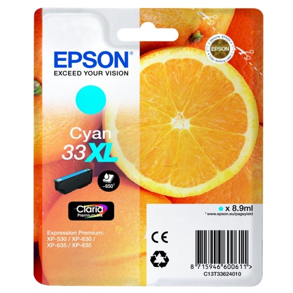 Original Tintenpatrone Epson T33XL cyan (C13T33624012)
