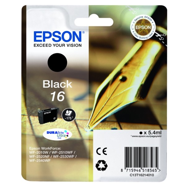 Original Tintenpatrone Epson T16 schwarz (C13T16214012)