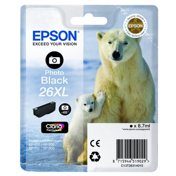 Original Tintenpatrone Epson T26XL foto schwarz (C13T26314012)