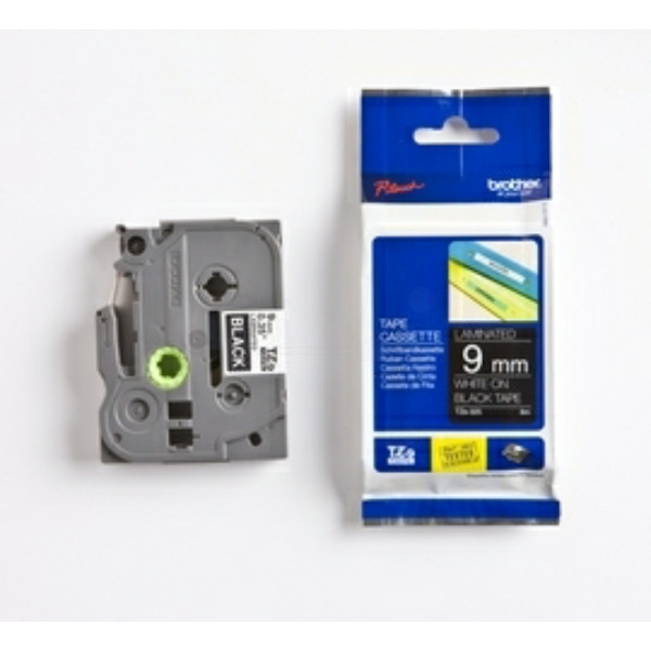 Original Schriftbandkassette Brother TZE-325 weiß auf schwarz (9mm x 8m) 