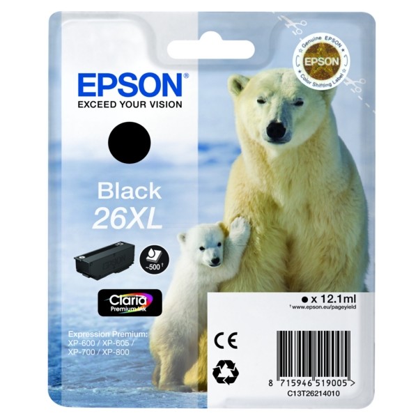 Original Tintenpatrone Epson T26XL schwarz (C13T26214012)