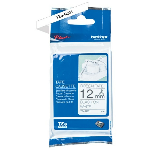 Original Schriftbandkassette Brother TZE-R231 schwarz auf weiß (12mm x 4m)
