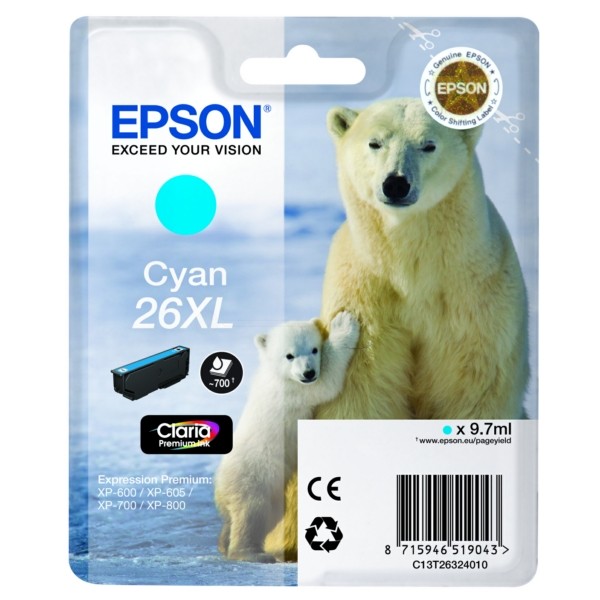 Original Tintenpatrone Epson T26XL cyan (C13T26324012)