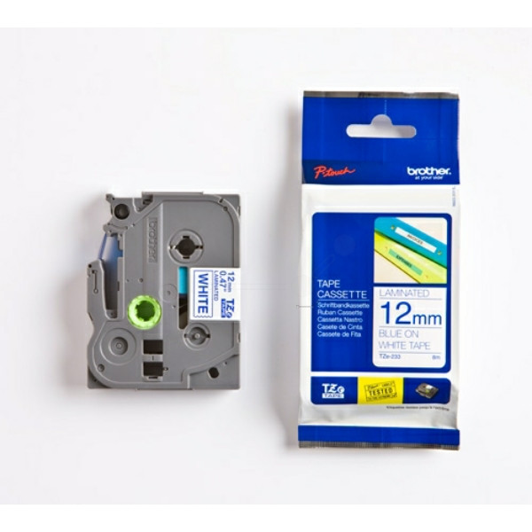 Original Schriftbandkassette Brother TZE-233 blau auf weiß (12mm x 8m) 
