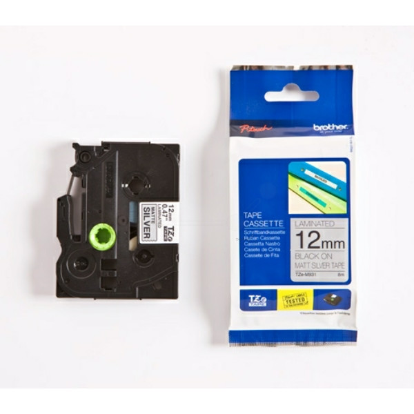 Original Schriftbandkassette Brother TZE-M931 schwarz auf silber matt (12mm x 8m) 