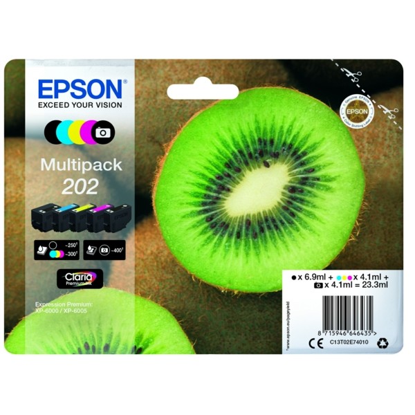 Original Tintenpatronen Epson 202 Multipack BK/C/M/Y/Foto BK (C13T02E74010)