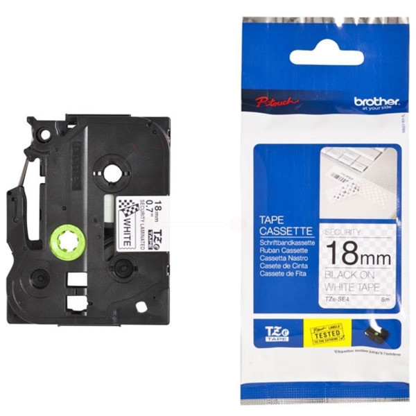 Original Schriftbandkassette Brother TZE-SE4 schwarz auf weiß (18mm x 8m) 