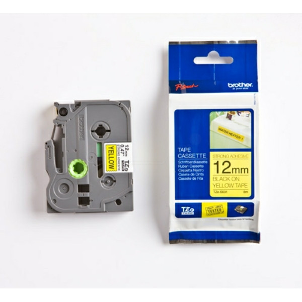 Original Schriftbandkassette Brother TZE-S631 schwarz auf gelb (12mm x 8m) 