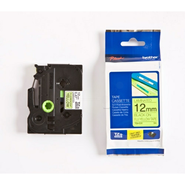 Original Schriftbandkassette Brother TZE-C31 schwarz auf gelb (12mm x 5m)