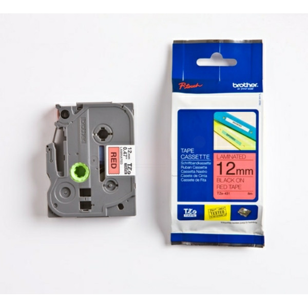 Original Schriftbandkassette Brother TZE-431 schwarz auf rot (12mm x 8m) 