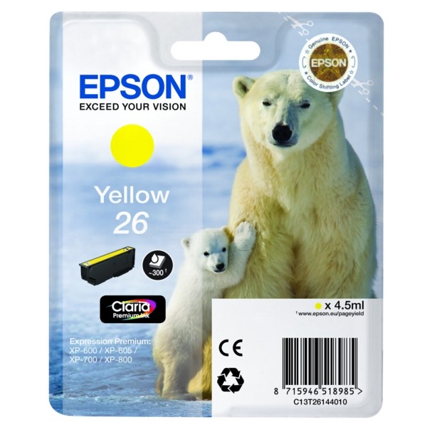 Original Tintenpatrone Epson T26 gelb (C13T26144012)