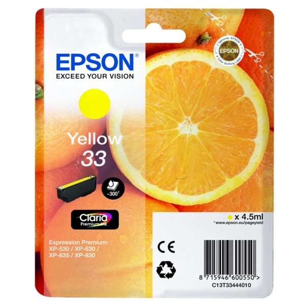 Original Tintenpatrone Epson T33 gelb (C13T33444012)