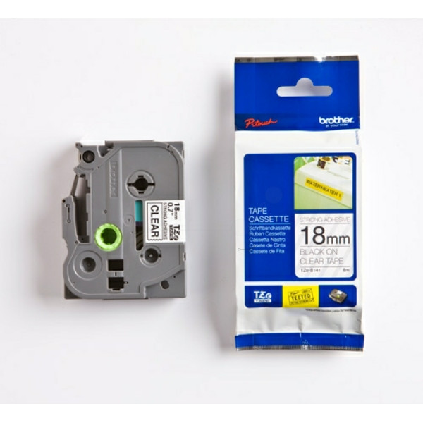 Original Schriftbandkassette Brother TZE-S141 schwarz auf transparent (18mm x 8m) 